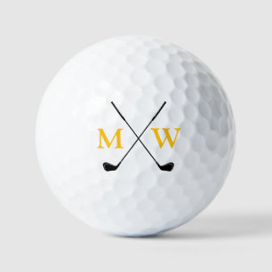 Personalisierte 2 gelbe Anfangsbuchstaben Monogram Golfball