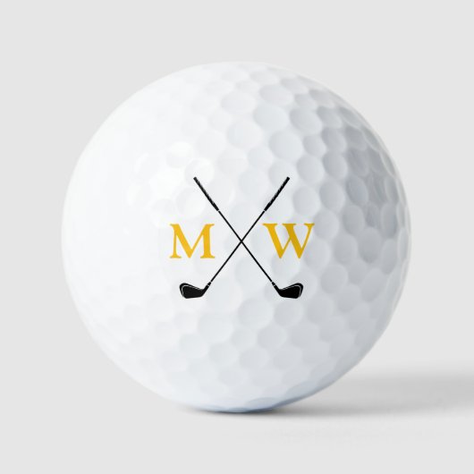 Personalisierte 2 gelbe Anfangsbuchstaben Monogram Golfball (Vorderseite)