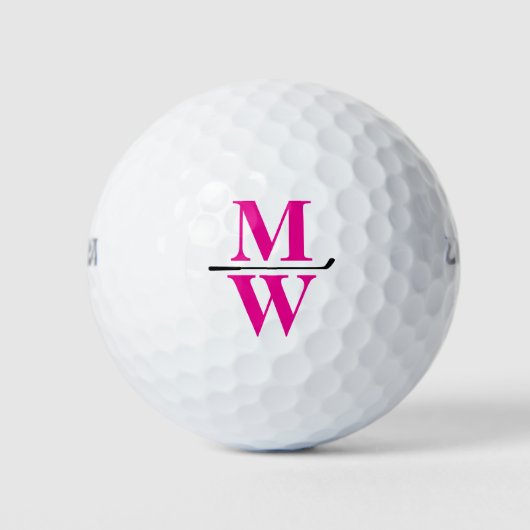 Personalisierte 2-Initialen Rosa Monogramm Golfball (Vorderseite)