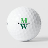 Personalisierte 2-Initials-grüne Monogramm Golfball (Vorderseite)