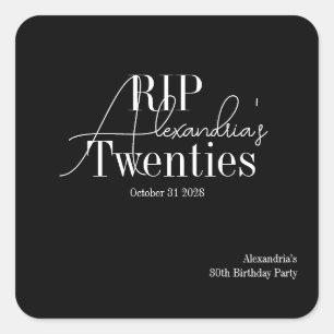 Personalisierte 30. Geburtstags- RIP 20er Party Quadratischer Aufkleber