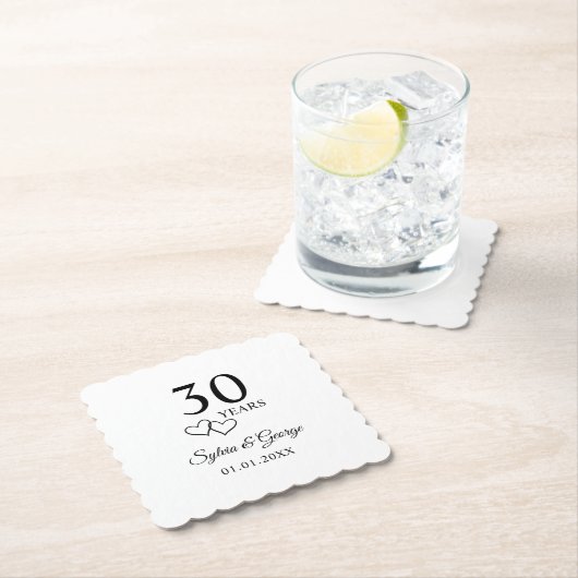 Personalisierte 30. Hochzeitstag-Party Untersetzer (Vor Ort)