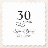 Personalisierte 30. Hochzeitstag-Party Untersetzer (Vorderseite)