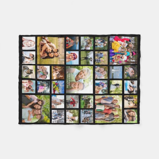 Personalisierte 33-Bild-Collage - benutzerdefinier Fleecedecke (Vorderseite (Horizontal))