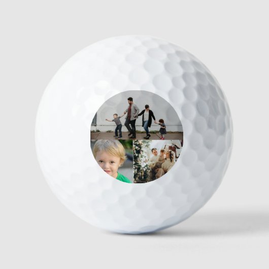 Personalisierte 3-Foto-Collage Golfball (Vorderseite)
