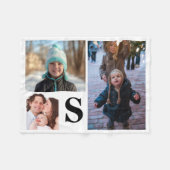 Personalisierte 3 Foto-Collage mit Monogramm Fleecedecke (Vorderseite (Horizontal))