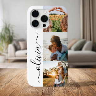 Personalisierte 3-Foto-Collage mit Monogramm iPhone 15 Pro Max Hülle