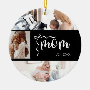 Personalisierte 3-Foto-Collage Schwarz Mama Gründu Keramik Ornament