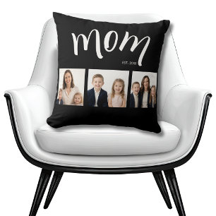 Personalisierte 3-Foto-Collage Schwarze Mama Est J Kissen