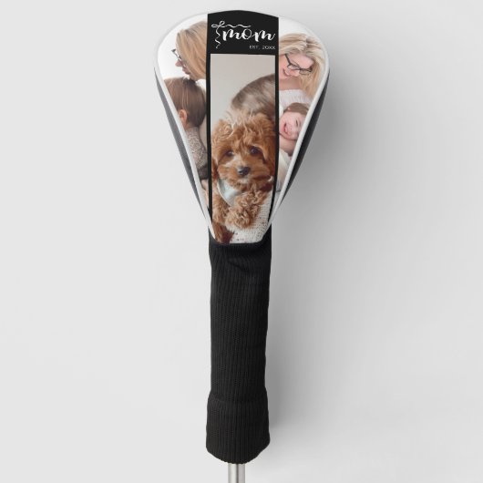 Personalisierte 3-Foto-Collage Schwarze Mutter Est Golf Headcover (Vorderseite)
