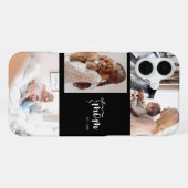 Personalisierte 3-Foto-Collage Schwarze Mutter Est iPhone Hülle (Rückseite (Horizontal))