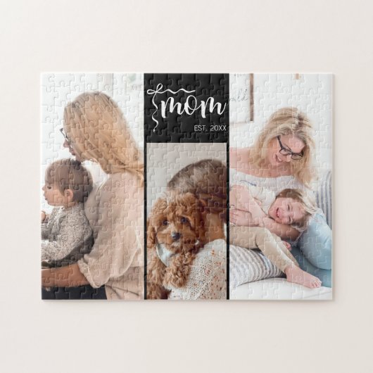 Personalisierte 3-Foto-Collage Schwarze Mutter Est Puzzle (Horizontal)