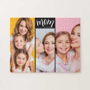 Personalisierte 3-Foto-Collage Schwarze Mutter Est Puzzle