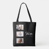 Personalisierte 3-Foto-Collage Schwarze Mutter Est Tasche (Rückseite)
