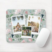 Personalisierte 3-Foto-Grün-Blumen-Hintergrund Mousepad (Mit Mouse)