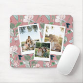 Personalisierte 3-Foto-Rosa-Blumen-Hintergrund Mousepad (Mit Mouse)