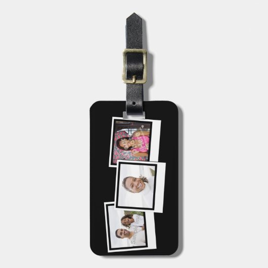 Personalisierte 3-Foto-Snapshot-Frames mit benutze Gepäckanhänger (Vorderseite vertikal)