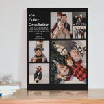 Personalisierte 3 Generationen | 6 FOTO Fotoplatte<br><div class="desc">Überraschen Sie Ihren Sohn, Vater oder Großvater mit dieser personalisierten 3 Generationen Foto-Plakette, für Väter Tag, Geburtstage und mehr. Die Plakette zeigt 6 Fotos und Text, der lautet "SON, VATER, GRANDVATER, A TEMPLATE MESSAGE" und ist mit ihren Namen personalisiert. Die Plakette ist leicht personalisiert und der Hintergrund, der Stil des...</div>