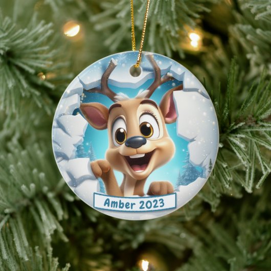 Personalisierte 3D-Breakout-Renedee Weihnachten Keramik Ornament (Baum)