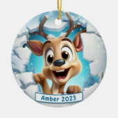 Personalisierte 3D-Breakout-Renedee Weihnachten Keramik Ornament (Vorne)