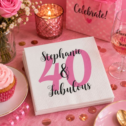 Personalisierte 40 & Fabulous Geburtstagsfeier  Serviette