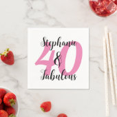 Personalisierte 40 & Fabulous Geburtstagsfeier  Serviette (Beispiel)