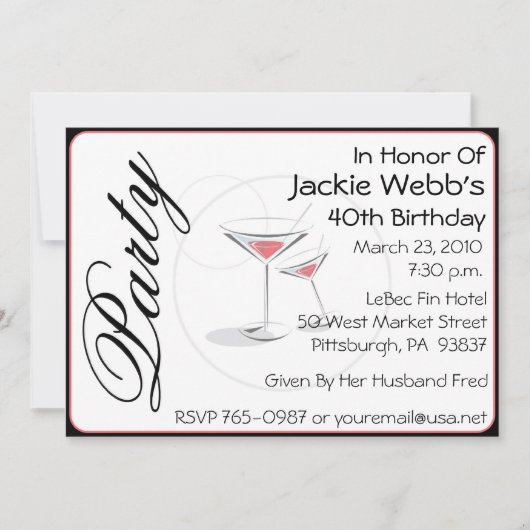 Personalisierte 40. Geburtstag-Party Einladung (Vorderseite)