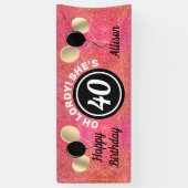 Personalisierte 40. Geburtstag Rosa Glitzer Balloo Banner (Vertikal)