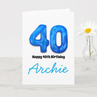 Personalisierte 40. Geburtstagszahl Ballonkarte Karte