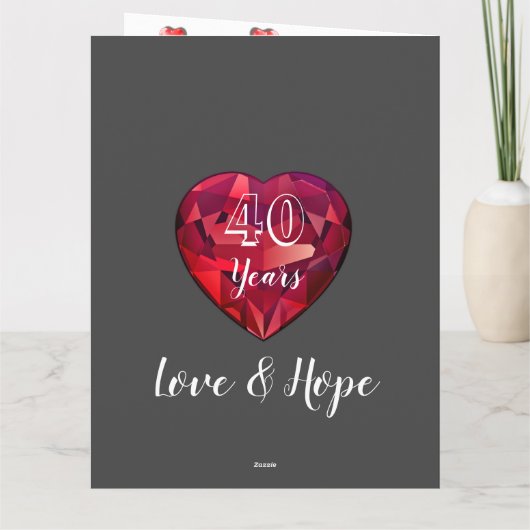 Personalisierte 40-jährige Jubiläumskarte für den Karte (Rückseite)
