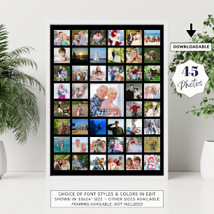 Personalisierte 45-Foto-Collage in individueller F Poster
