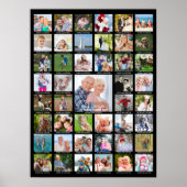Personalisierte 45 FotoCollage mit Captions Black Poster (Vorne)