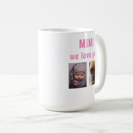 Personalisierte 4-Bild Wir Liebe Sie MIMI Kaffeetasse (VorderseiteRechts)
