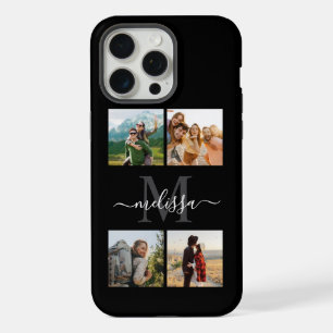 Personalisierte 4-Foto-Collage mit Monogramm iPhone 15 Pro Max Hülle