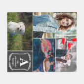 Personalisierte 4 Foto-Collage mit Monogramm u. Fleecedecke (Vorderseite (Horizontal))