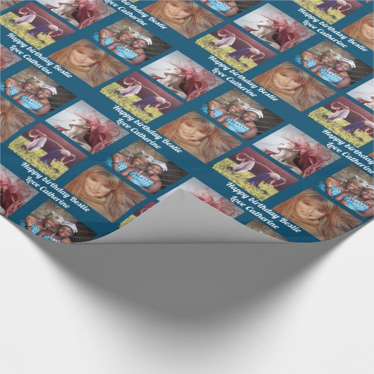 Personalisierte 4-Foto-Familie mit DIY-BESTE FREUN Geschenkpapier (Ecke)