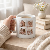 Personalisierte 4-Foto-Name- und Datum-Erinnerung Kaffeetasse