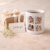 Personalisierte 4-Foto-Name- und Datum-Erinnerung Kaffeetasse