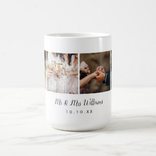 Personalisierte 4-Hochzeitsfoto-Story-Collage Kaffeetasse