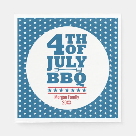 Personalisierte 4. Juli BBQ-Party Blauster Serviette (Vorderseite)
