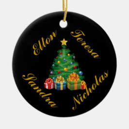 PERSONALISIERTE (4 NAMEN-) FAMILIEN-VERZIERUNG KERAMIKORNAMENT