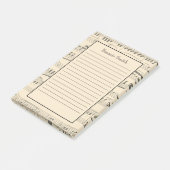 Personalisierte 4"x6" Tan Vintage antike Noten Post-it Klebezettel (angewinkelt)