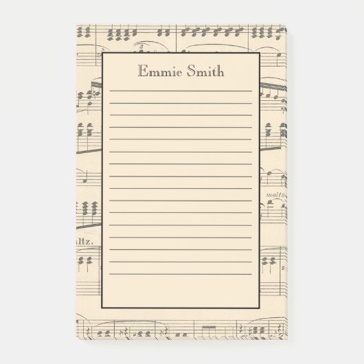 Personalisierte 4"x6" Tan Vintage antike Noten Post-it Klebezettel (Vorderseite)