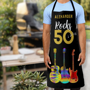 Personalisierte 50. Geburtstags-Gitarre Rocks 50 Schürze