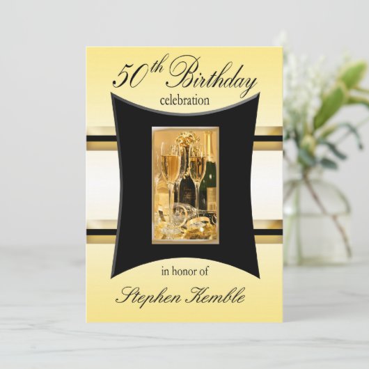 Personalisierte 50. Geburtstagsparty Einladung (Stehend Vorderseite)