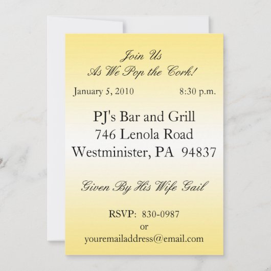 Personalisierte 50. Geburtstagsparty Einladung (Rückseite)