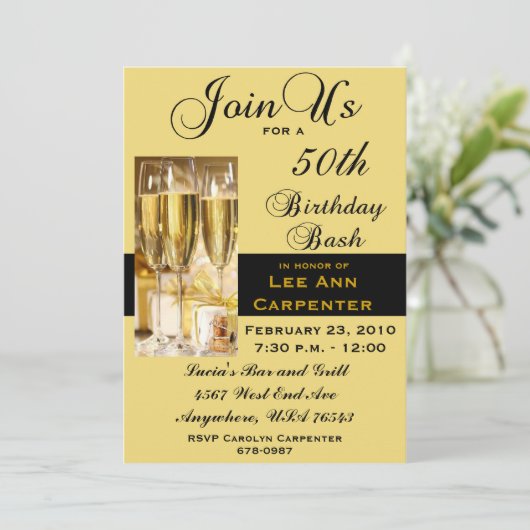 Personalisierte 50. Geburtstagsparty Einladung (Stehend Vorderseite)