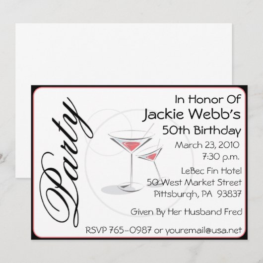 Personalisierte 50. Geburtstagsparty Einladung (Vorne/Hinten)
