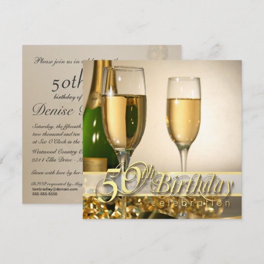 Personalisierte 50. Geburtstagsparty Einladung (Vorne/Hinten)