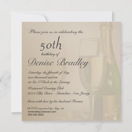Personalisierte 50. Geburtstagsparty Einladung (Rückseite)